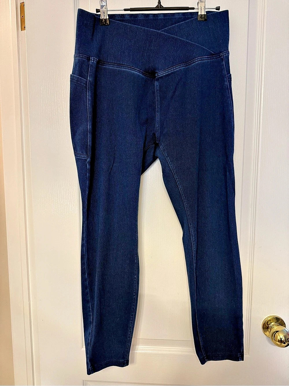 Halara Flex™ High Waisted Crossover Pocket Unitary Blue Denim Casual Leggings De
